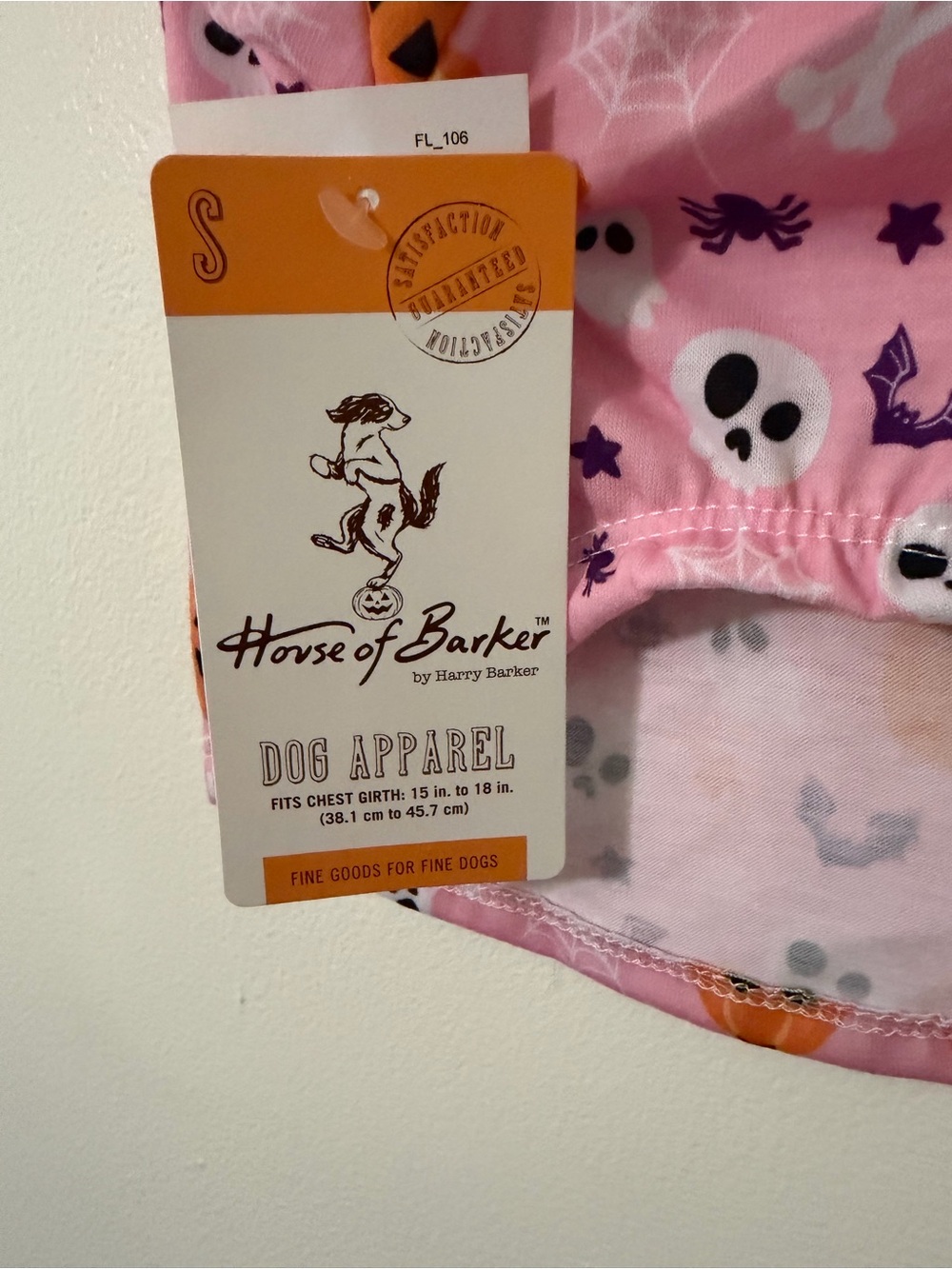 Dog Pink Halloween Pumpkin & Skull Costume shirt - Picture 3 of 4
